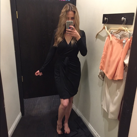 ANGL Little Black Wrap Dress - Picture 3 of 3